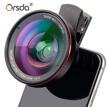 Load image into Gallery viewer, Orsda 4K HD Super 15X Macro Lens for Smartphone Anti-Distortion 0.6X Wide Angle Lens Optical Glass Mobile Phone Camera Lente Kit