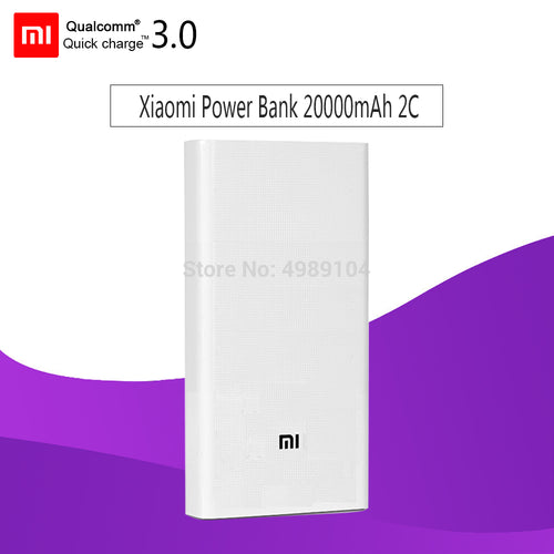 Original Xiaomi Power Bank 20000mAh 2C Portable Charger Support QC3.0 Dual USB Mi External Battery Bank 20000 for Mobile Phones
