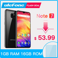 Load image into Gallery viewer, Ulefone Note 7 Smartphone 3500mAh 19:9 Quad Core 6.1inch Waterdrop Screen 16GB ROM Mobile phone WCDMA Cellphone Android8.1