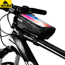 Load image into Gallery viewer, WILDMAN MTB Bike Bag 6.2&quot; Touchscreen Bicycle Front Frame Cellphone Bag Cycling Rainproof Top Tube Bag Anti Pressure Accessories
